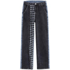 Street Wash Distressed Print Detachable Jeans Women Loose Slim Fit Draped Wide-leg Pants