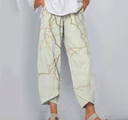 Minimalist Women's Pants Featuring A Patchwork Animal-print Design