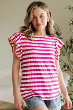 Rose Red Striped Blouse Women UK | Casual Summer