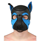 Mr S Leather NEOPRENE FRISKY Puppy Hood | Black & Cobalt