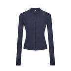 Stand-up Collar Slim-fit Waist-cinching Cardigan Top