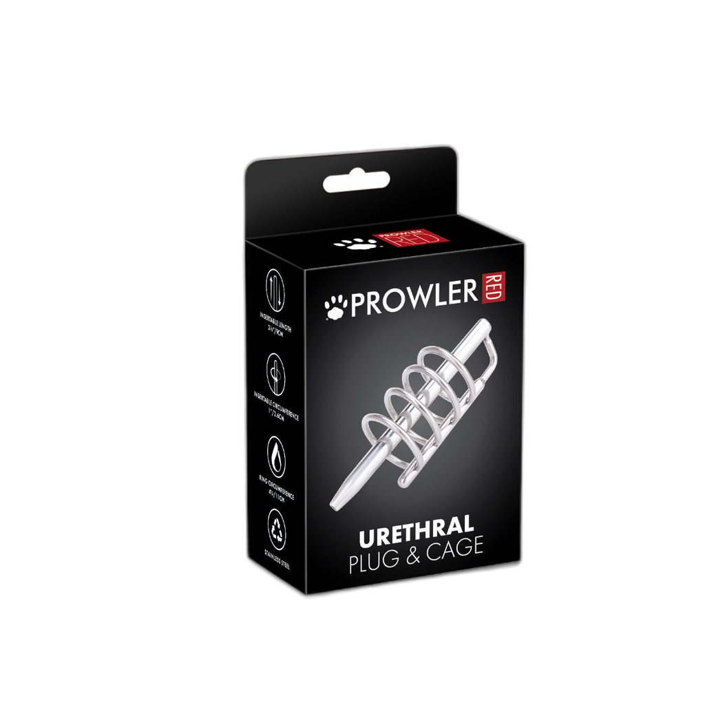 Prowler RED Urethral Plug & Cage Silver