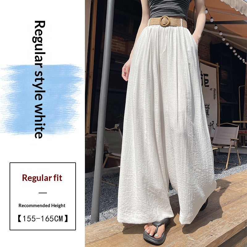 Linen Thin Casual Floor-length Pants For Women With Belt