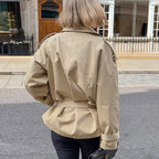 Women's Long-sleeved Lapel Lace-up Waist-controlled Mid-length Trench Coat