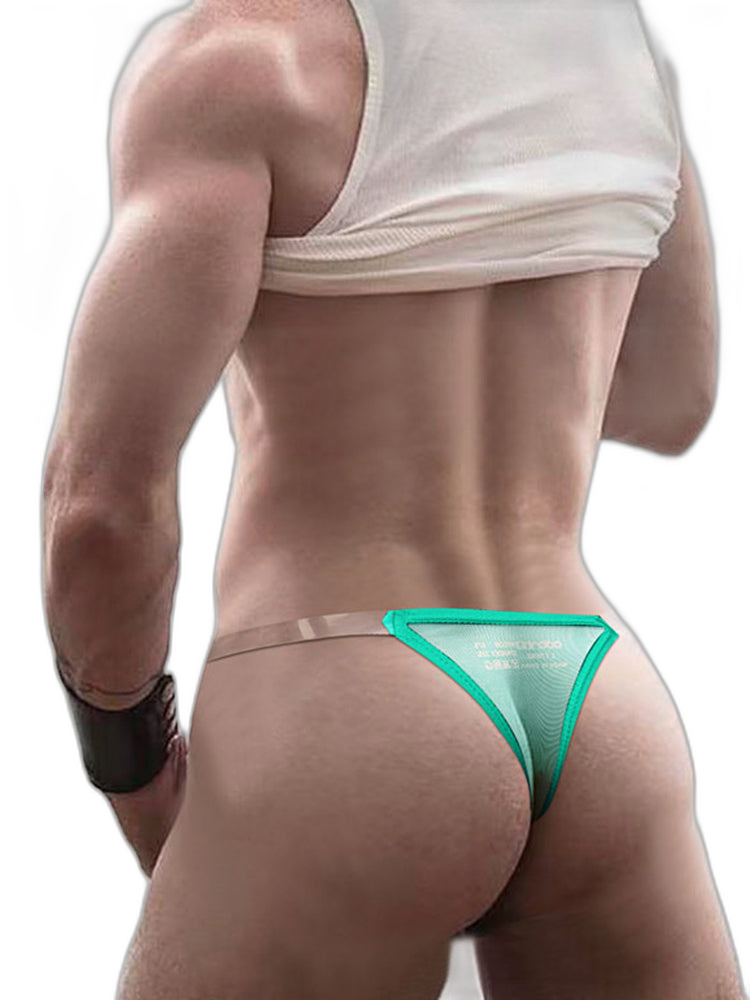 2 Pack Men's Sexy Seamless Semi-Transparent Thong & Strings