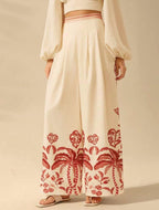 Women's Printed Casual Loose High-Waist Wide-Leg Pants