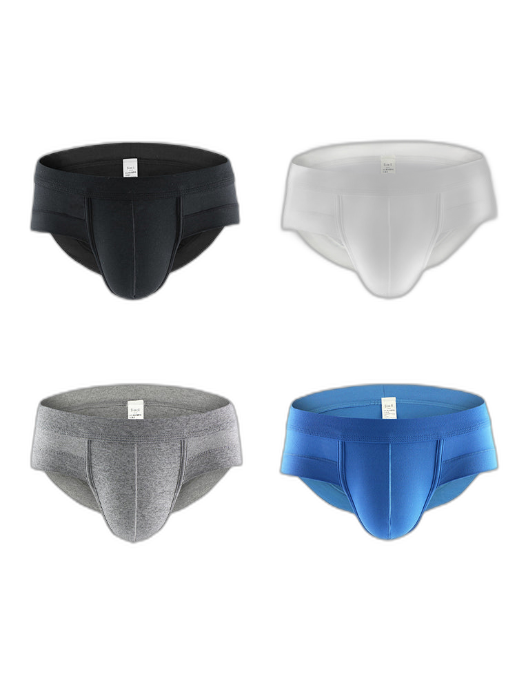 4 Pack Men's Solid Breathable Anti-Pinch Briefs