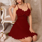 Deep V-neck Bow-tie Side-slit Figure-hugging Slip Nightgown