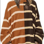 Striped Knitted Long-sleeved Sweater For Women