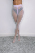 Purple 8 Denier Oil Shine Tights with Double Zip