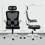 Vinsetto Ergonomic Office Chair, High Back Mesh Computer Desk Chair with Adjustable Headrest and Lumbar Support, Rotatable Armrests, Tilt Function for Home Office, Black