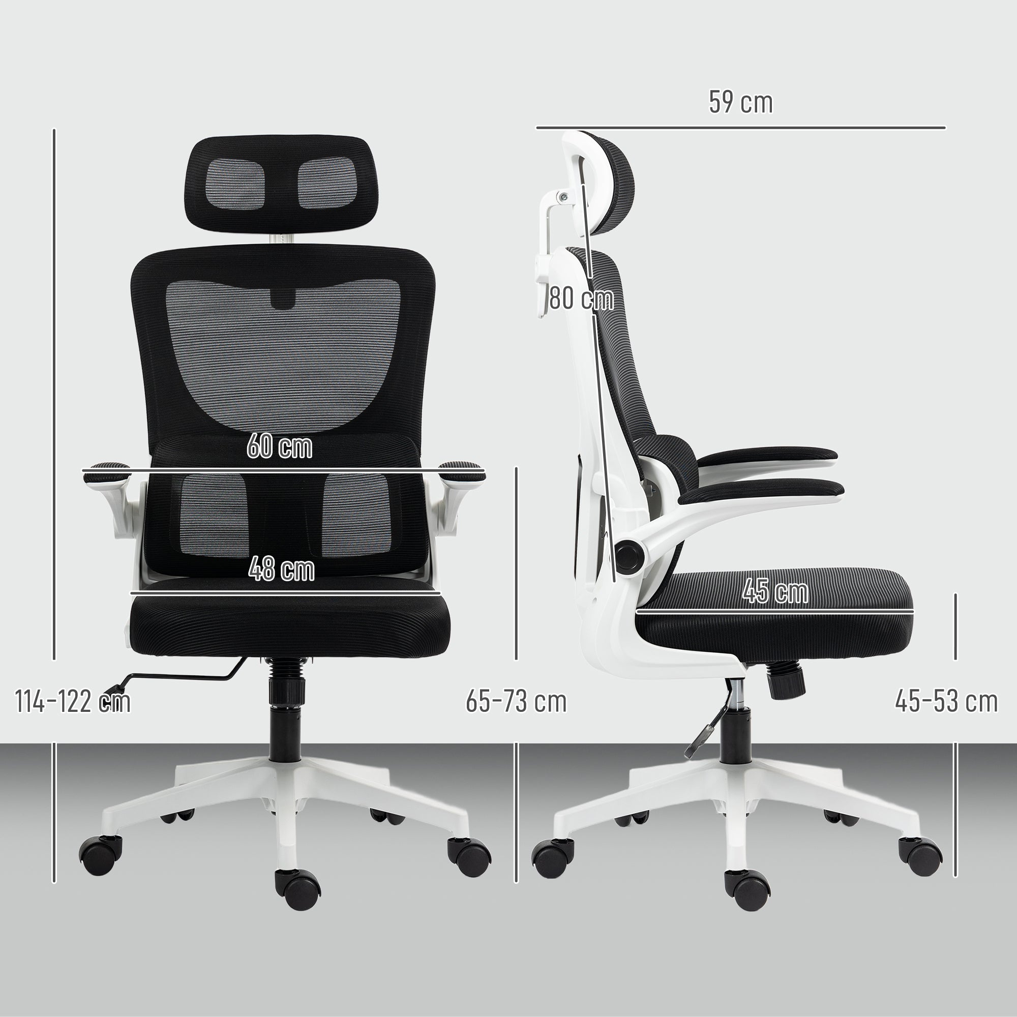 Vinsetto Ergonomic Office Chair, High Back Mesh Computer Desk Chair with Adjustable Headrest and Lumbar Support, Rotatable Armrests, Tilt Function for Home Office, Black