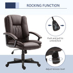 HOMCOM Office Chair, Computer Desk Chair, Mid Back Executive Chair with Adjustable Height and Swivel Rolling Wheels for Home Study, Brown