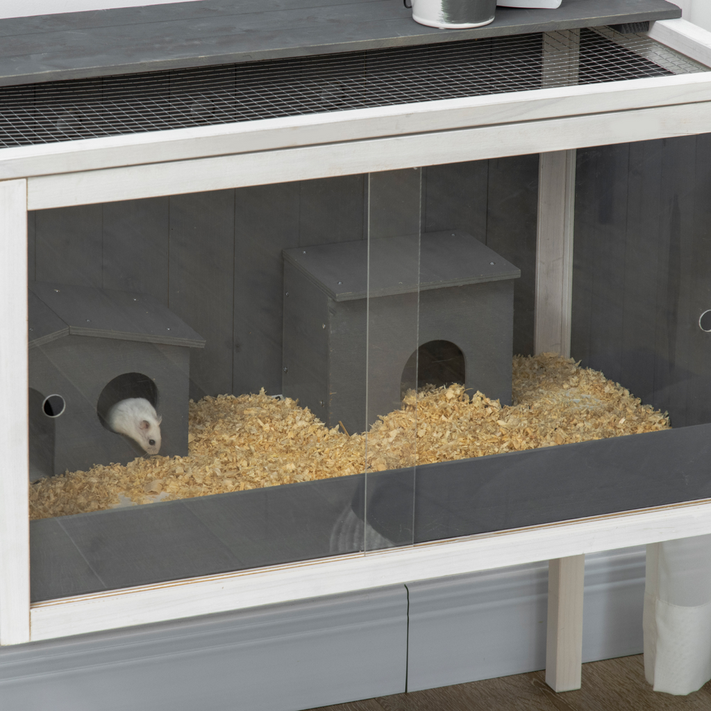 PawHut Wooden Hamster Cage for Dwarf Hamsters, Gerbils, Rutin Chicken w/ Shelf