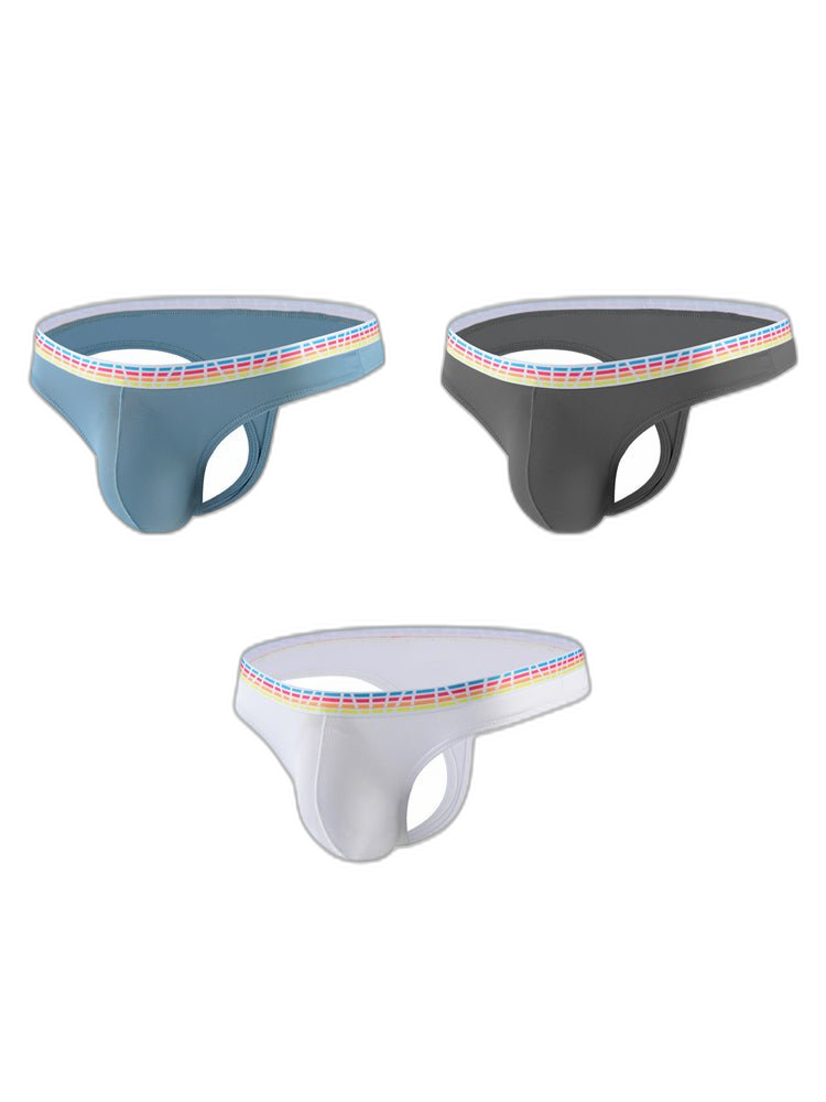 3 Pack Men's Ice Silk Middle-Rise Summer Thongs