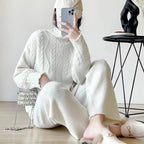 Sweater Wide Leg Trousers Look Slimming Two-piece Suit High