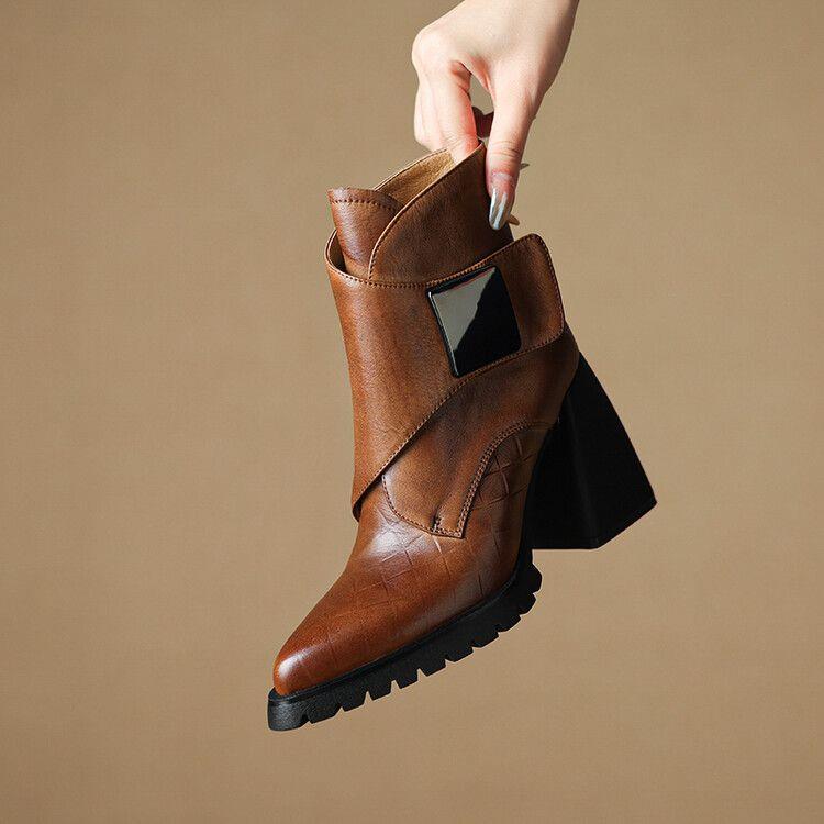 Retro Soft Sole Chunky Heel Ankle Boots For Women