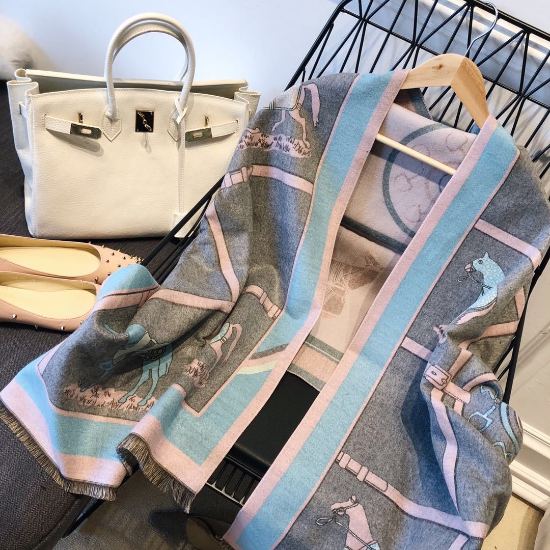 Cashmere-like Fleece Scarf Little Plaid Double-sided Color-block Versatile Shawl