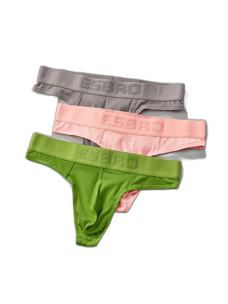 2 Pack Men's Ribbed Butt-Lifting U-Pouch Sexy Thong