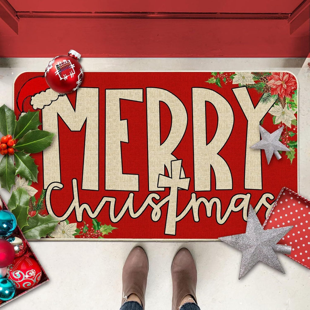 Country Striped Christmas Decorative Floor Mat