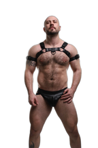 ruff GEAR Double Tone Leather Bulldog Harness Black