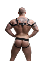 ruff GEAR Double Tone Leather Bulldog Harness White Black