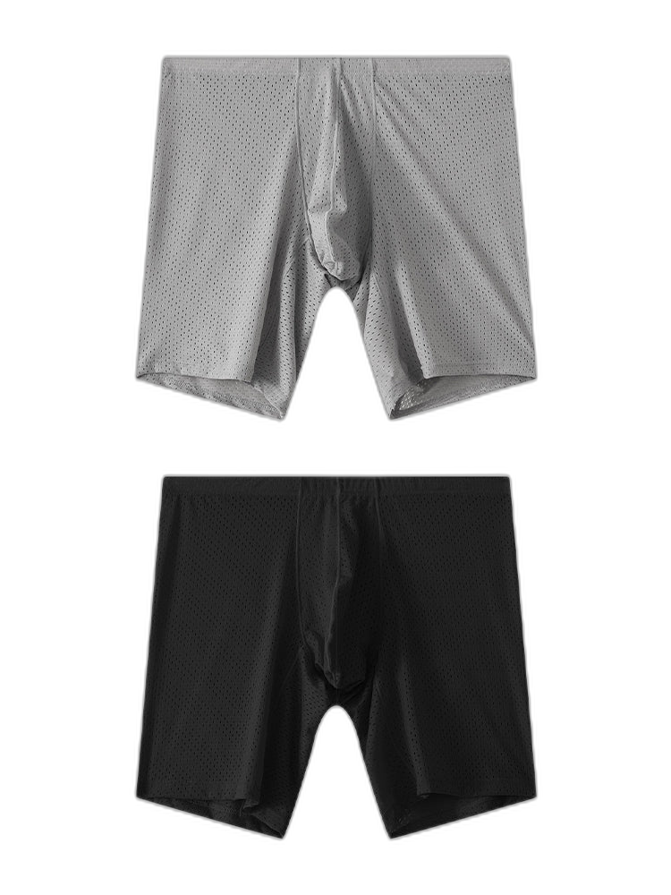 2 Pack Men's Mesh Transparent Sports Fitness Loose Boxer Briefs