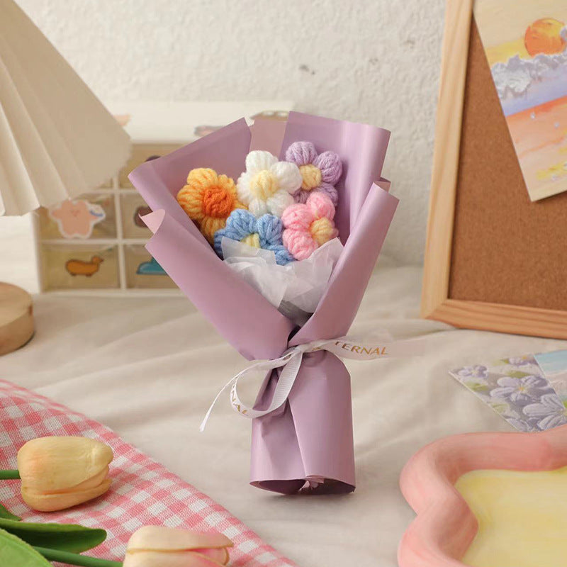Christmas Valentine's Day Knitted Puff Wool Floral Decoration Gift