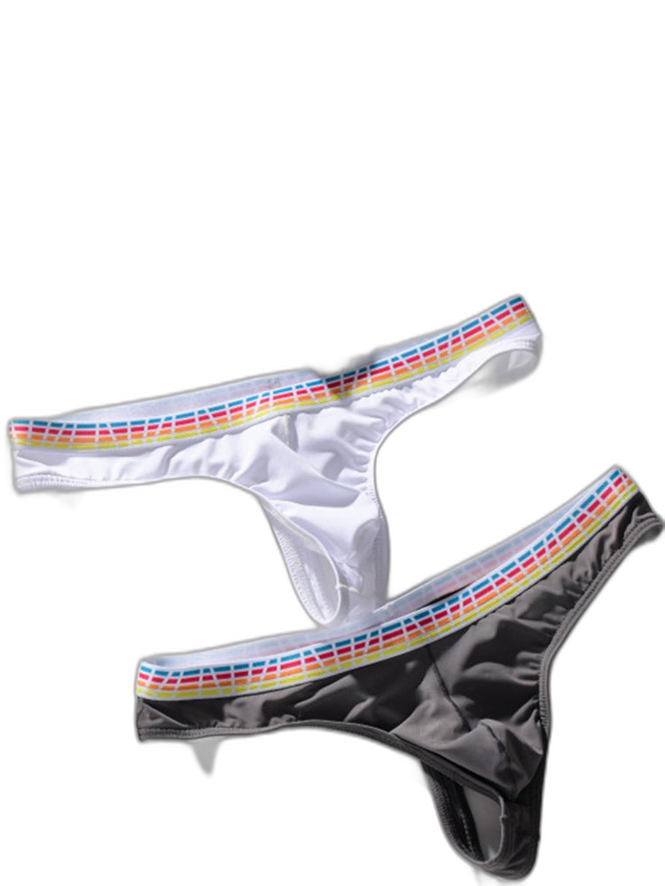 3 Pack Men's Ice Silk Middle-Rise Summer Thongs