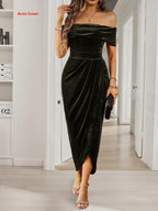 Solid Color Strapless Bodycon Long Dress Women's Dress