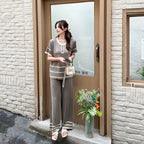 Fashionable Minimalist Relaxed-fit Short-sleeve Top Pants