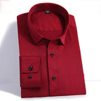 Men's Solid Color Square Collar Long-sleeved Shirt