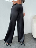 Women's Solid-Colored Casual Loose Satin Wide-Leg Pants