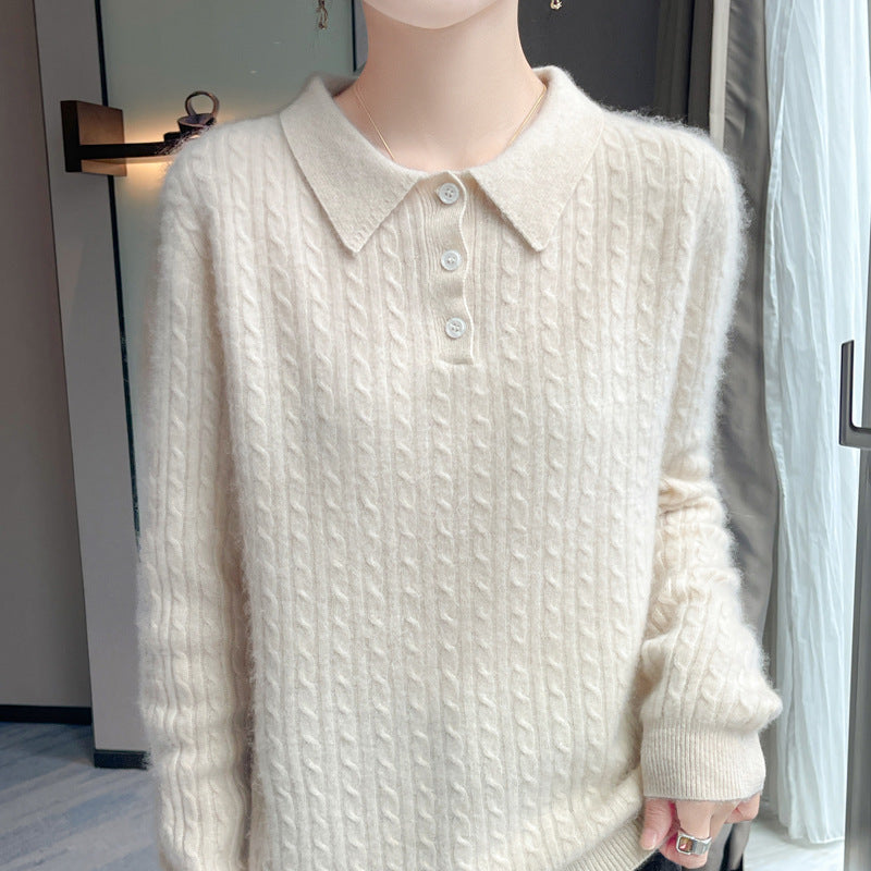 Women's Ribbed-knit Loose-fitting Thickened Sweater All-match Top