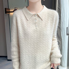 Women's Ribbed-knit Loose-fitting Thickened Sweater All-match Top