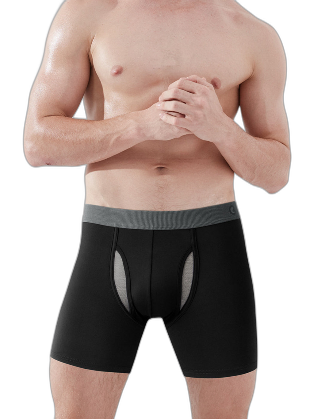 Breathable Sports Boxer Briefs with Open Fly