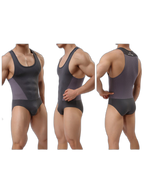 Mens Sexy Sheer Mesh Wrestling Bodysuit