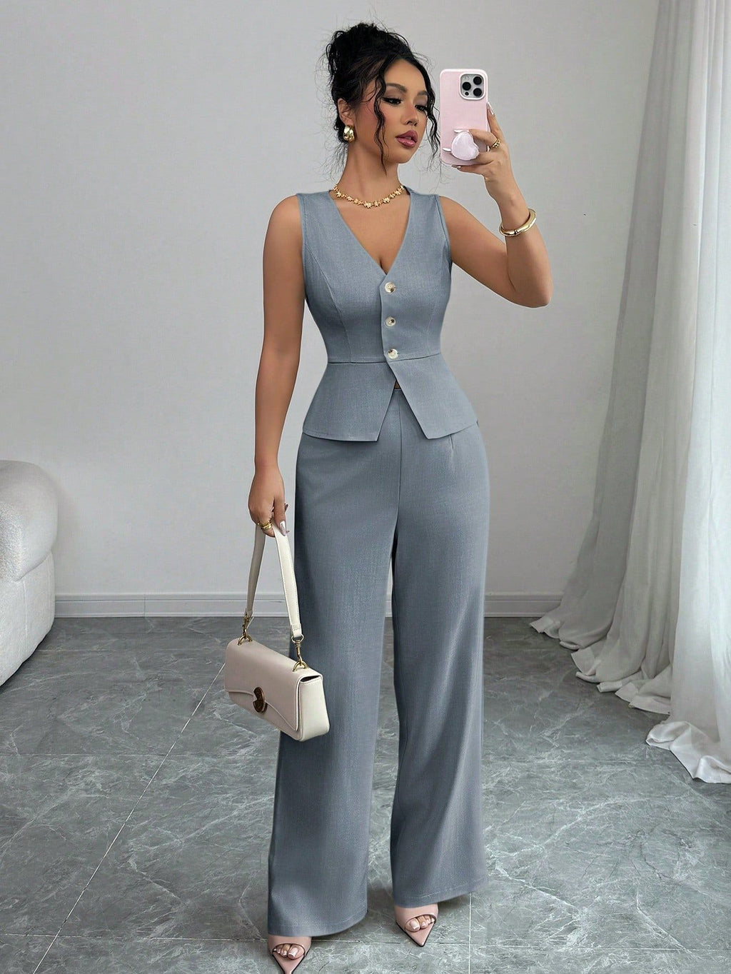 The Power Set – Women’s Sleeveless Vest & High Waist Trousers Co-ord