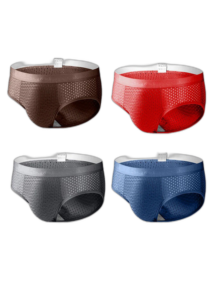 4 Pack Breathable Ice Silk Antibacterial Men's Briefs