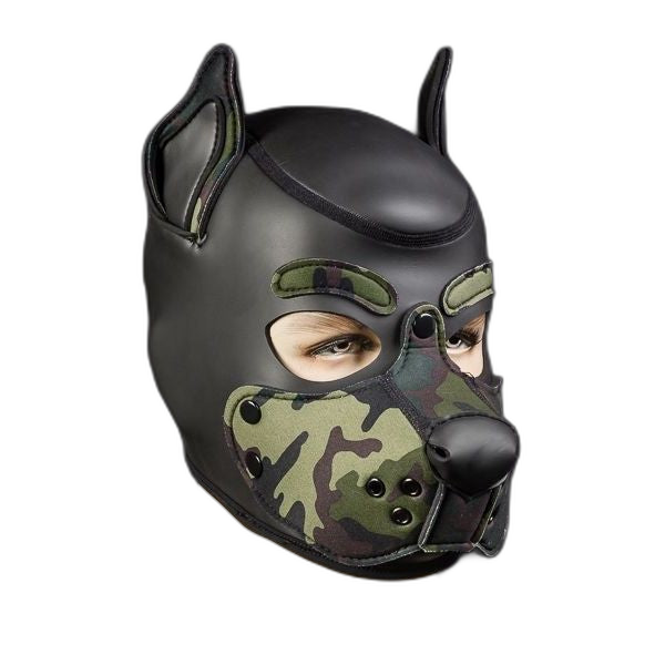 Mr S Leather Neoprene K9 Puppy Hood | Black/Camo
