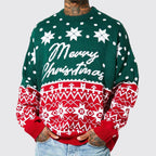Men's New Fashion Knitted Jacquard Loose Round Neck Pullover Sweater For Autumn And Winter And Christmas