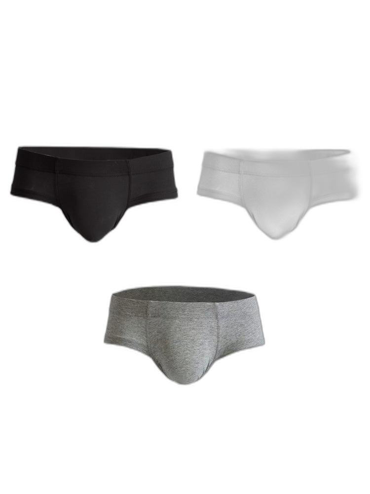 3 Pack Men's Cotton Solid U-Shaped Pouch Briefs