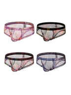 4-pack Men's Lace Print Sheer Mesh Bohemian Boxer Briefs