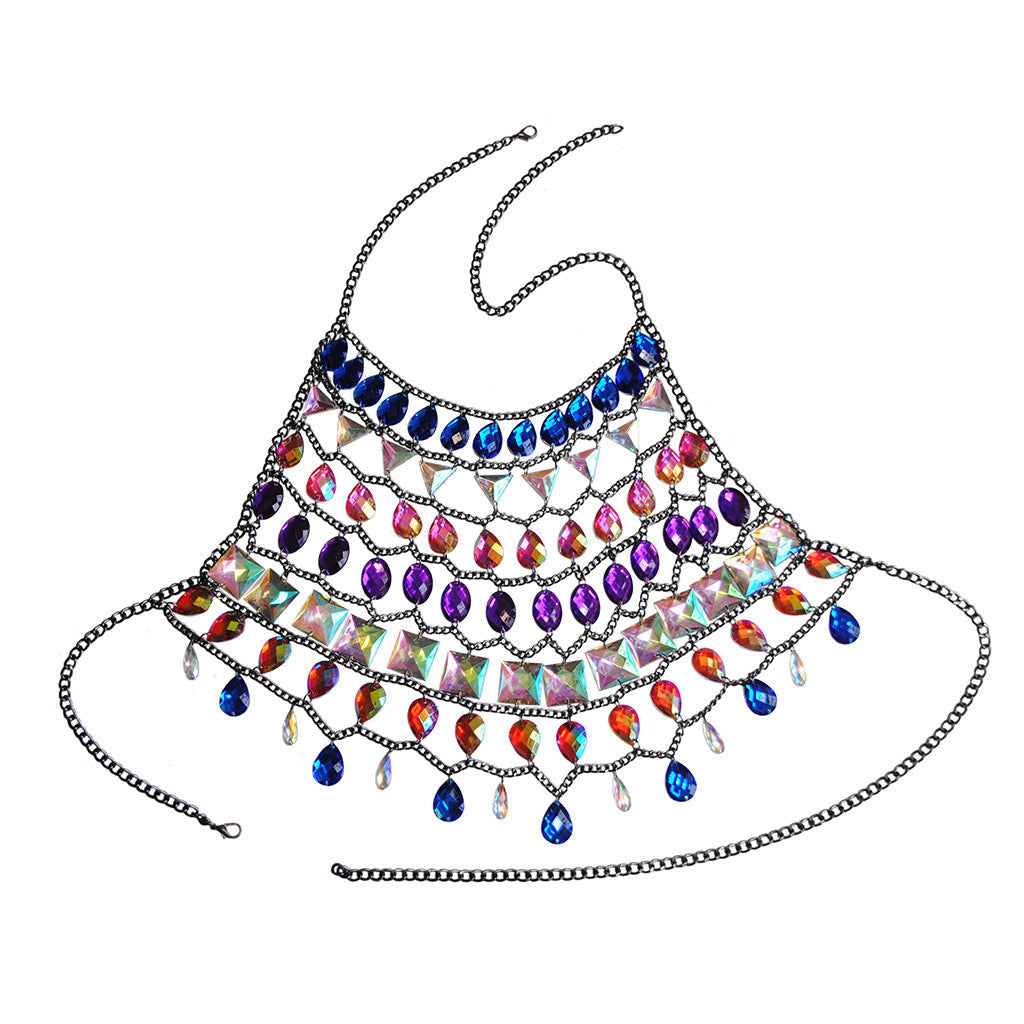 Nightclub Dripping Halter Neck Hollow Vest Bikini Body Chain Women