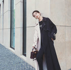 Stitching Contrast Windbreaker Mid-length Loose Coat