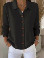 Button-knitted Lapel Sweater Cardigan Coat For Women