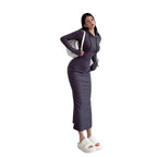 Women's Temperament Sheath Over The Knee Dress Hooded Long Sleeve Underwear Long Dress