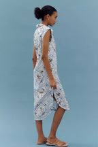 Vintage Cap Sleeve Button Front Midi Dress