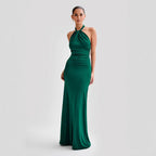 Ins Bodycon Halter Dress Sexy Backless Slim Fit Waist Slimming Maxi Dresses Prom Party Club Clothing For Women