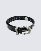Studded Skull Leather Belt